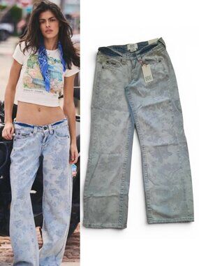 NWT BDG Kayla Printed Low-Rise Slouchy Jeans